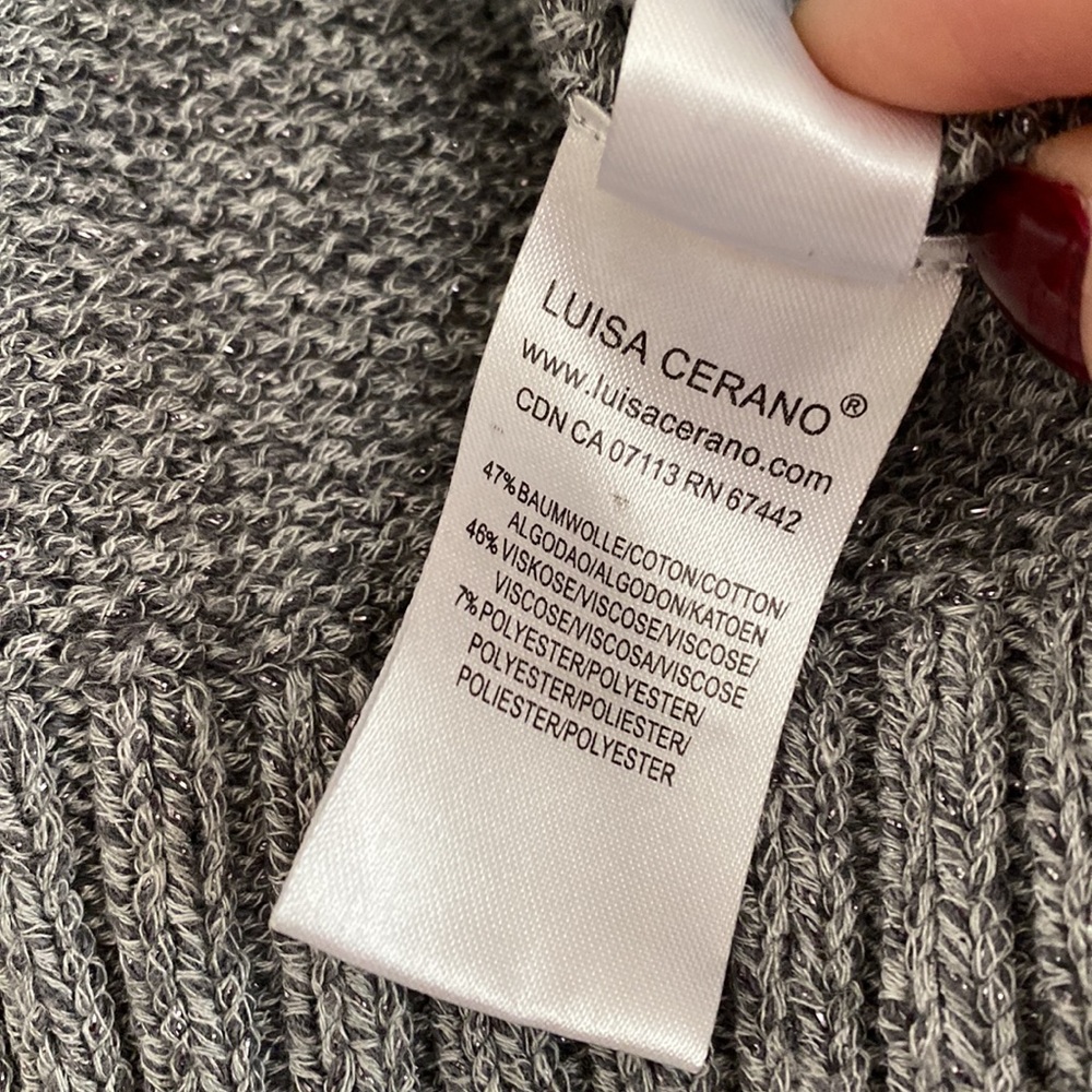 LUISA CERANO | Cardigan Sweater Open Front Metallic Yarn Knit. Cotton/Viscose - Picture 6 of 9